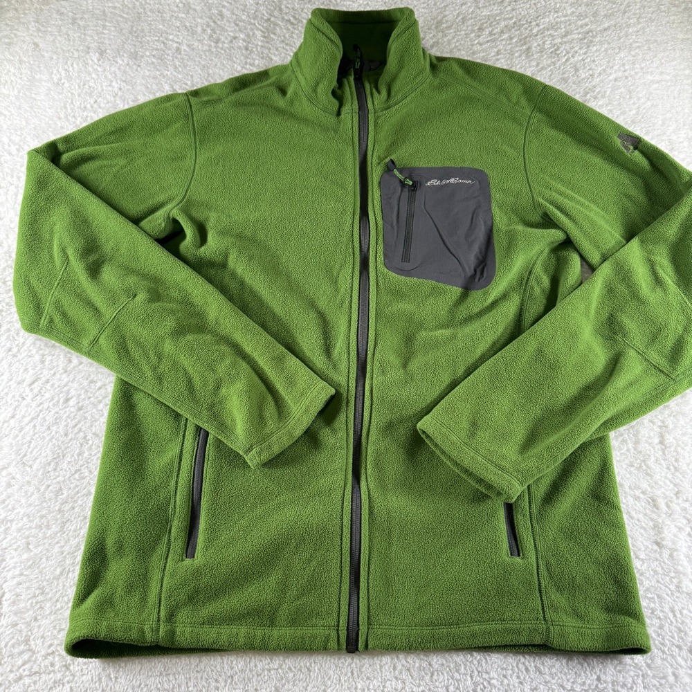 Eddie Bauer First‎ Ascent Full Zip Sweatshirt Men M Fleece Green Pockets Clean